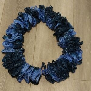 Blue Ruffled Knit Scarf